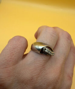 Size N,925 Sterling Silver Ring (Ukraine 1990s Hallmark, Chestnut Leaf)#27