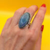 Moss Agate 925 Silver Ring US Q
