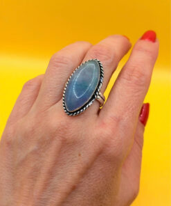 Moss Agate 925 Silver  Ring US Q