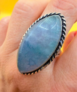 Moss Agate 925 Silver Ring US Q