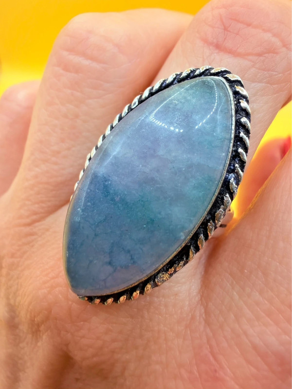 Moss Agate 925 Silver Ring US Q