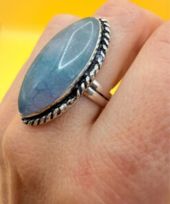 Moss Agate 925 Silver Ring US Q