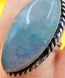 Moss Agate 925 Silver Ring US Q