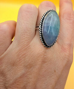 Moss Agate 925 Silver Ring US Q