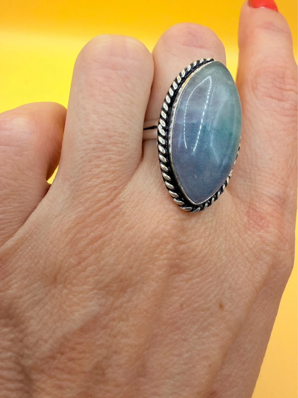 Moss Agate 925 Silver Ring US Q