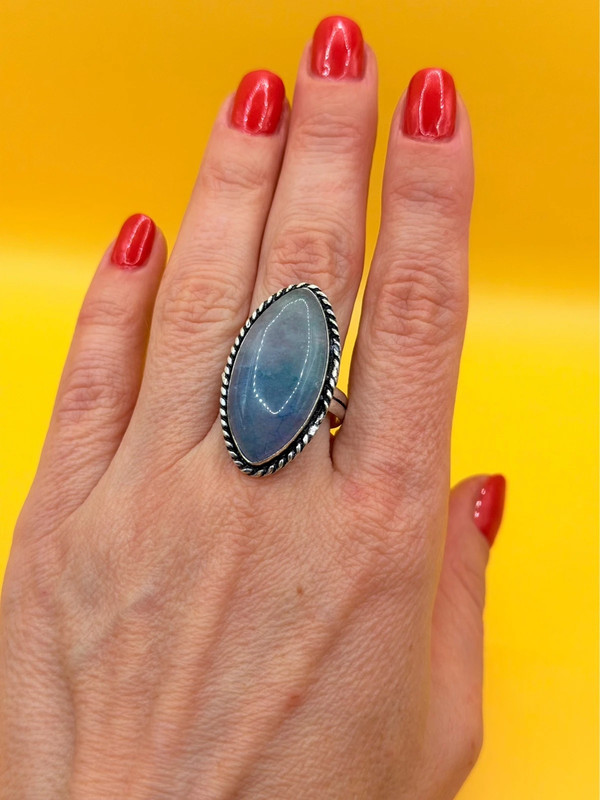 Moss Agate 925 Silver Ring US Q