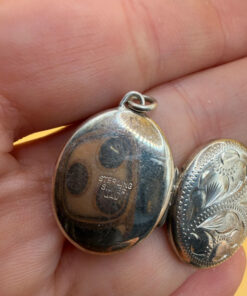 Vintage 925 Silver Etched Locket Pendant #125