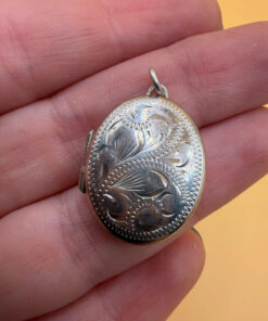 Vintage 925 Silver Etched Locket Pendant #125