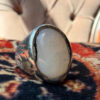 Men’s Eastern-style ring nickel ring, size Q,wight agate (Zard Aqeeq)