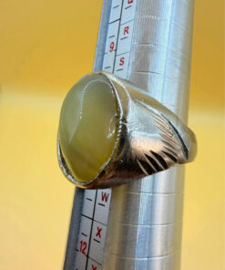 Men’s Eastern-style ring nickel ring, size U, with yellow agate (Zard Aqeeq).