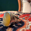 Men’s Eastern-style ring nickel ring, size U, with yellow agate (Zard Aqeeq).