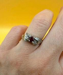 Vintage Soviet Ruby Sterling silver ring Uk size K#27