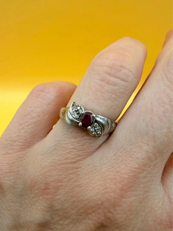 Vintage Soviet Ruby Sterling silver ring Uk size K#27