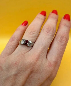 Vintage Soviet Ruby Sterling silver ring Uk size K