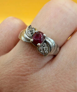 Vintage Soviet Ruby Sterling silver ring Uk size K#27