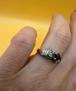 Vintage Soviet Ruby Sterling silver ring Uk size K