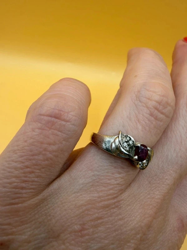 Vintage Soviet Ruby Sterling silver ring Uk size K#27