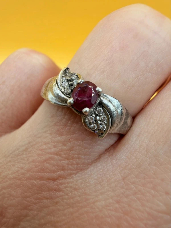 Vintage Soviet Ruby Sterling silver ring Uk size K#27