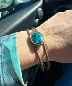 Vintage Oval blue Abalone Bangle.