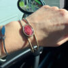 Vintage Oval pink Abalone Bangle.