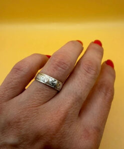 Vintage Sterling silver ring “safe and protect “ size L#149