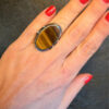 Vintage sterling silver ring Uk size K oval-shaped Tiger's Eye