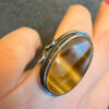 Vintage sterling silver ring Uk size K oval-shaped Tiger's Eye