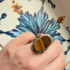 Vintage sterling silver ring Uk size K oval-shaped Tiger's Eye