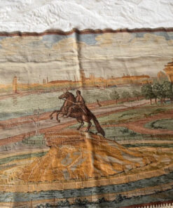 Vintage tapestry wall hanging featuring “The Bronze Horseman” monument to Peter the Great.