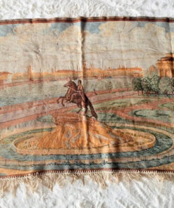 Vintage tapestry wall hanging featuring “The Bronze Horseman” monument to Peter the Great.