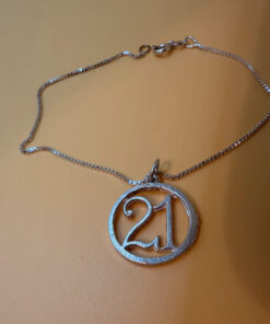 Sterling Silver Bracelet 18 cm with Pendant 21 cm#41