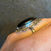 An incredibly beautiful vintage ring with black onyx, size R, sterling silver
