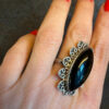 An incredibly beautiful vintage ring with black onyx, size R, sterling silver