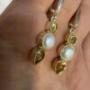 Silver earrings with citrine and pearls#43