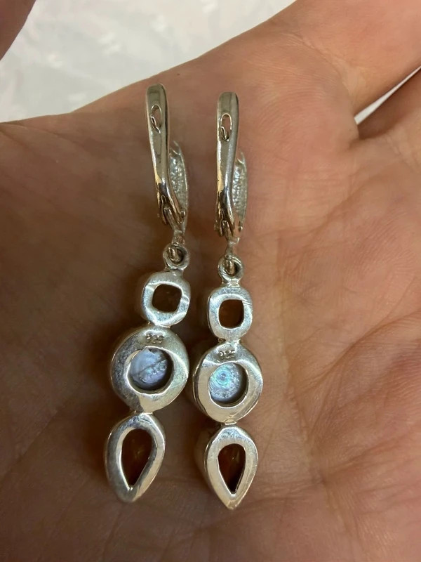 Silver earrings with citrine and pearls#43