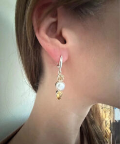 Silver earrings with citrine and pearls