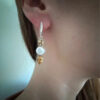 Silver earrings with citrine and pearls#43