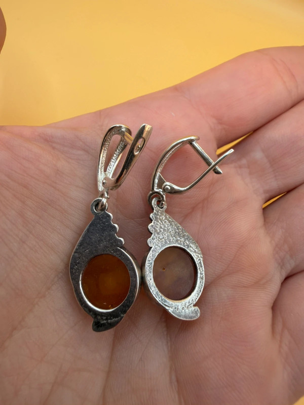 Baltic Amber sterling silver earrings #153