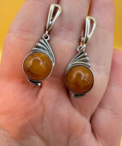 Baltic Amber sterling silver earrings #153