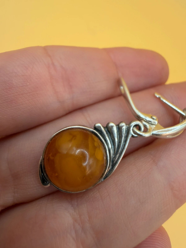 Baltic Amber sterling silver earrings #153