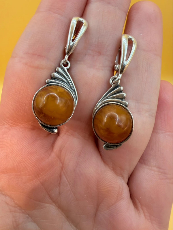 Baltic Amber sterling silver earrings #153