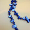 Avalaya Two Row Layered Blue Shell Nugget and Glass Crystal Bead Necklace/ 80cm Long