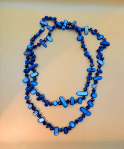 Avalaya Two Row Layered Blue Shell Nugget and Glass Crystal Bead Necklace/ 80cm Long