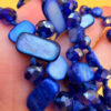 Avalaya Two Row Layered Blue Shell Nugget and Glass Crystal Bead Necklace/ 80cm Long