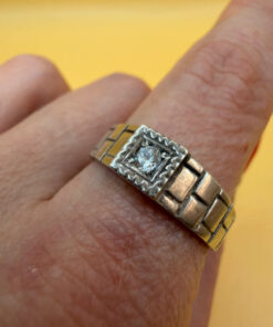 Uk size T , sterling silver ring with CZ #43