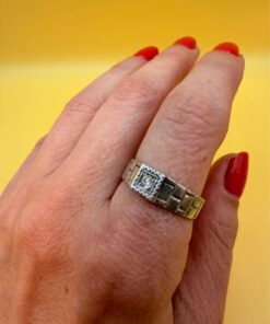 Uk size T , sterling silver ring with CZ #43