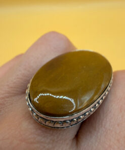 Yellow Mookaite 925 Silver Plated Ring Uk size P