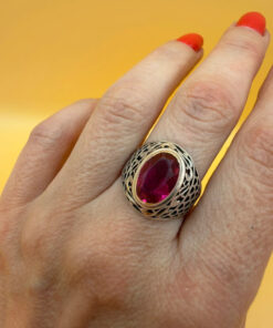 Soviet sterling silver ring with ruby Uk size O1/2