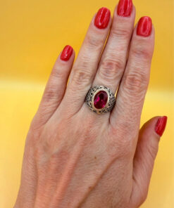 Soviet sterling silver ring with ruby Uk size O1/2