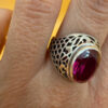 Soviet sterling silver ring with ruby Uk size O1/2